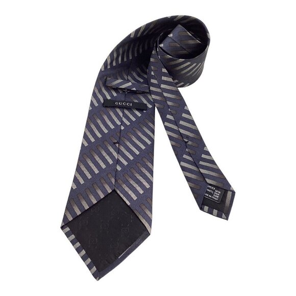 GUCCI Blue Striped Luxury Designer Silk Tie Made In Italy W: 3.75" EX COND - Picture 2 of 6